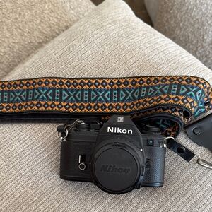 Nikon Black Camera with Vibrant Strap